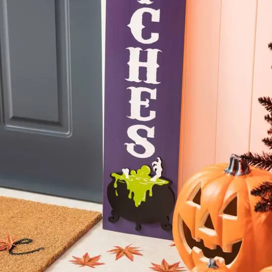Glitzhome&reg; 4ft. Halloween Wooden Witch Hat Porch D&eacute;cor {6}