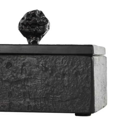 Black Textured Decorative Box Set with Knobs {7}