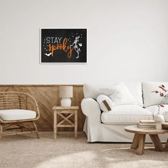 Stupell Industries Stay Spooky Skeleton Framed Giclee Art White {3}