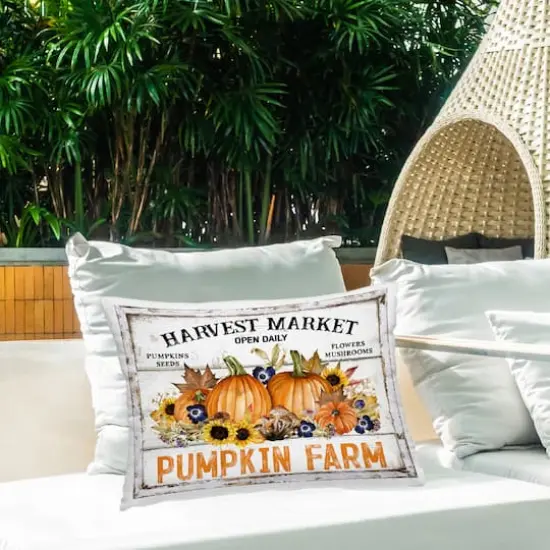 Stupell Industries Pumpkin Farm with Sunflowers Outdoor Printed Pillow {3}