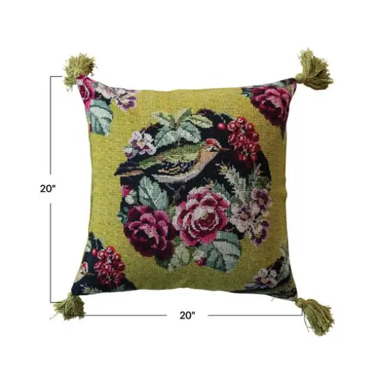 Hello Honey® 20" Bird & Floral Accent Pillow wiith Tassels {6}