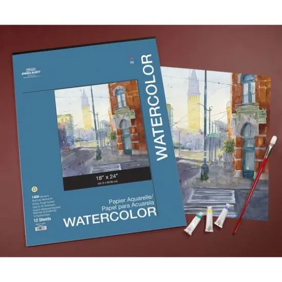 Pro Art&reg; 140lb. Watercolor Paper Pad, 18" x 24" {5}