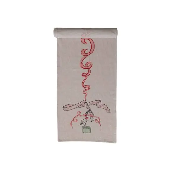 Hello Honey&reg; 72" Multicolor Cotton Chambray Printed Table Runner with Carousel Horse & Ribbon Design {4}