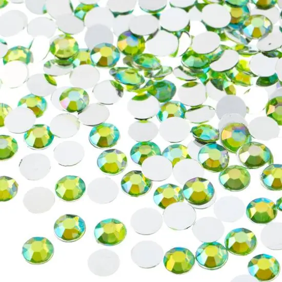 John Bead 6mm Acrylic Round Flat Back Rhinestones, 1,000ct. Peridot AB {1}