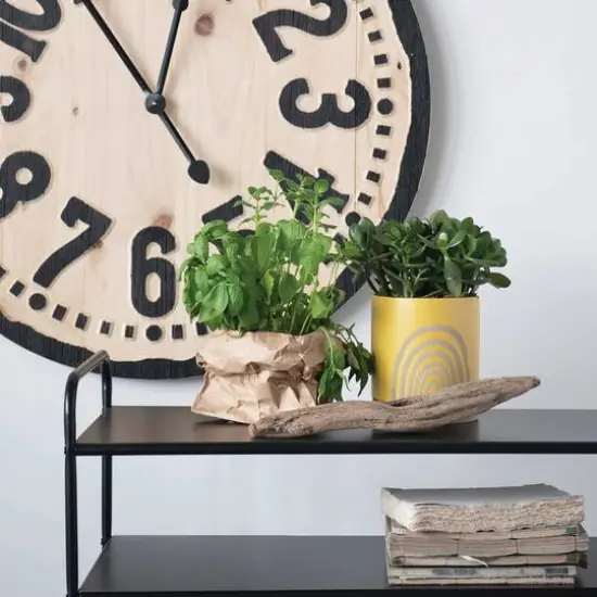 Hello Honey® 7.25" Yellow Stoneware Rainbow Planter & Saucer Set {7}