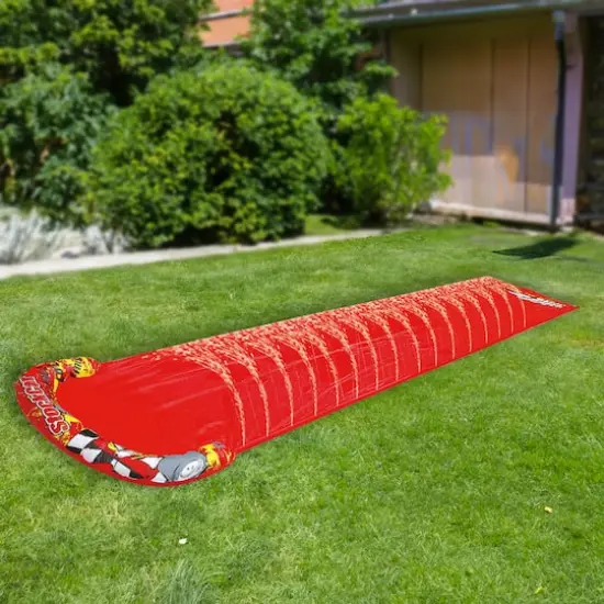 Pool Central&reg; 16.5ft. Red Inflatable Race Car Themed Water Slide {3}