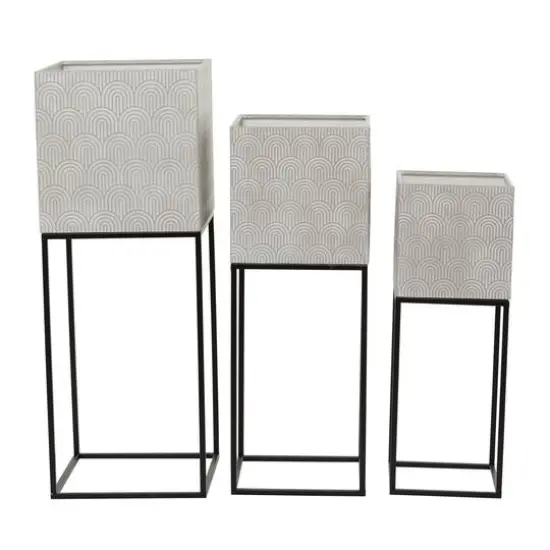 Light Gray Metal Modern Planter Set {7}