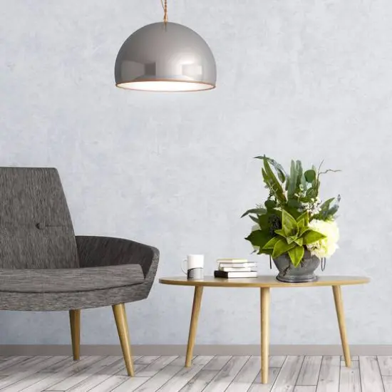 Hydrangea, Succulent and Eucalyptus Artificial Arrangement in Vintage Bowl with Copper Trimming {3}