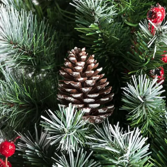 6ft. Pre-Lit Greenery Pinecones & Red Berries Artificial Christmas Porch Tree, Warm White LED Lights {6}