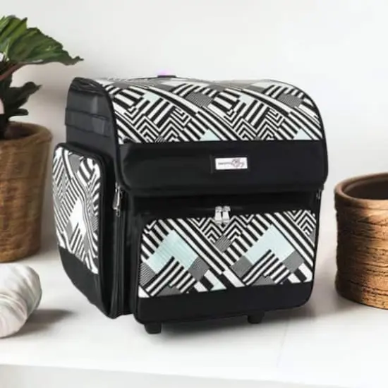 Everything Mary Teal Geometric Deluxe Rolling Craft Case {1}