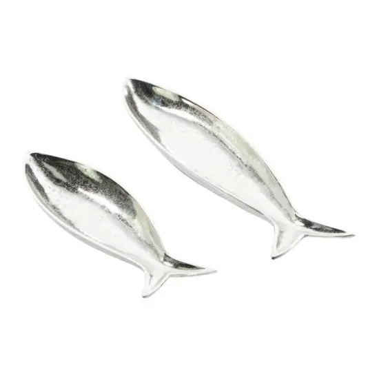 CosmoLiving by Cosmopolitan Aluminum Fish Tray Set Silver {8}