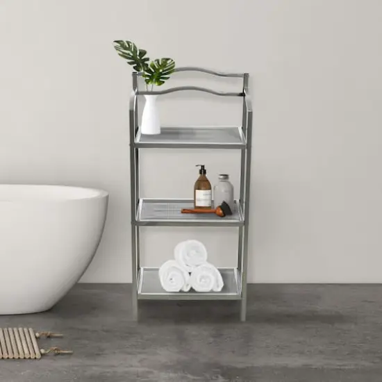 Household Essentials 3-Tier Metal Bathroom Storage Shelf Silver {3}