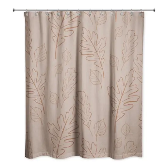 Dusty Rose Large Leaves Shower Curtain {1}