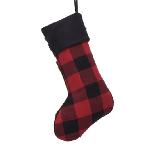 Glitzhome&reg; 19" Plaid Hooked Bear Rug Stocking {6}