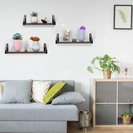 Rustic Wood Floating Wall Shelves Set {8}