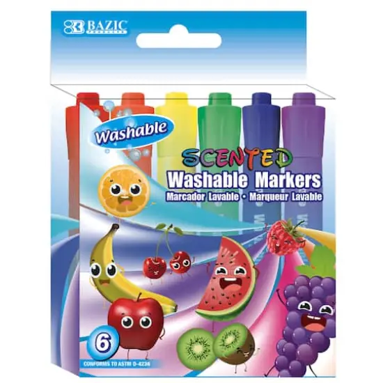 BAZIC&reg; Scented Washable Markers, 12 Packs of 6 {3}