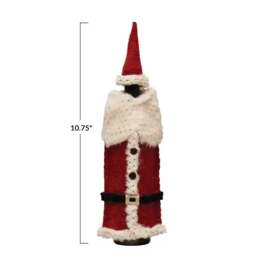 Hello Honey&reg; 10.75" Red & White Felt Santa Outfit Bottle Cover {4}