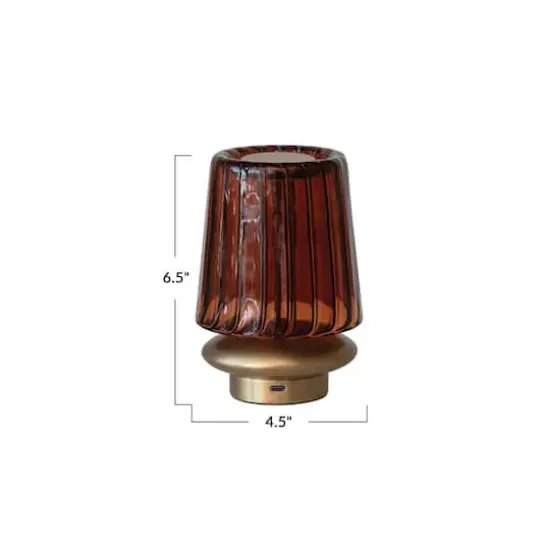 Hello Honey&reg; 6.5" Antique Brass Finish Reclaimed Glass & Metal Touch Sensor LED Table Lamp {4}
