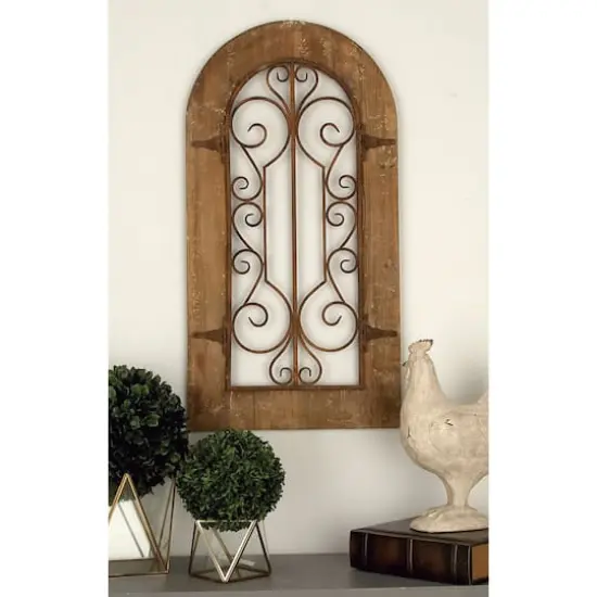 Brown Rustic Metal & Wood Arched Gate Wall D&eacute;cor {6}