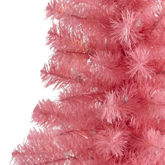 2ft. Pre-Lit Pink Artificial Christmas Tree, Clear LED Lights {5}