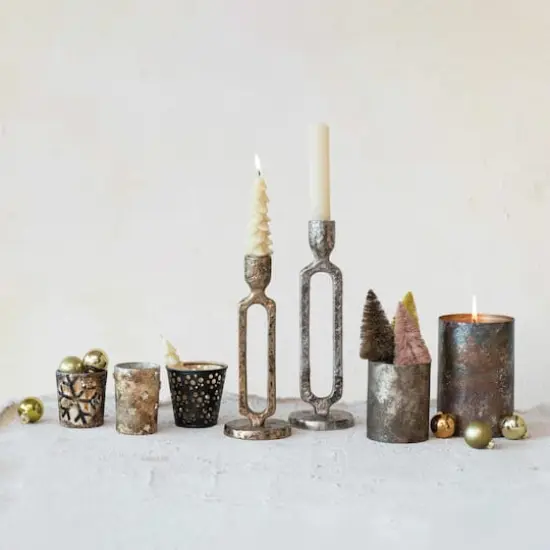 Hello Honey&reg; 9.25" Oxidized Gold Finish Aluminum Taper Candleholder {3}