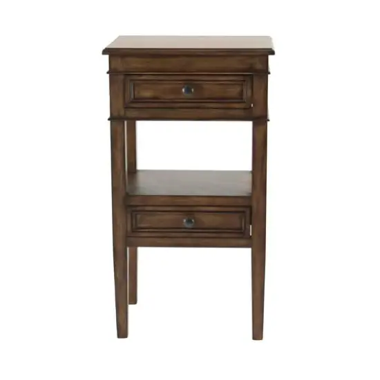 29" Pine Traditional Accent Table Distressed Brown {6}