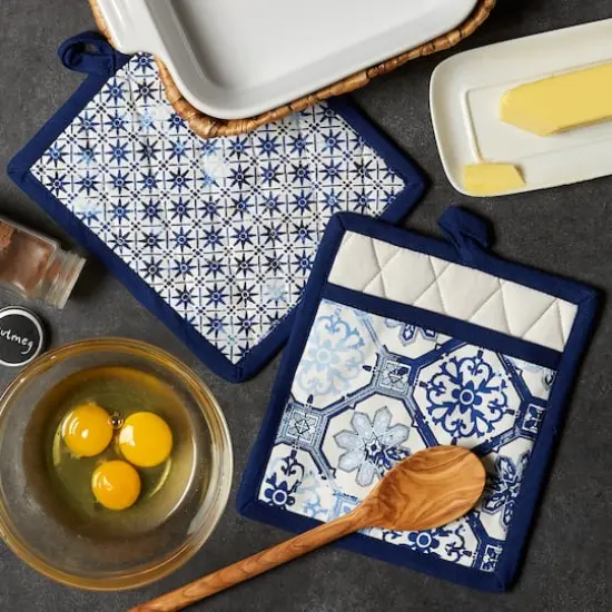 Lisbon Print Kitchen Textiles, 9" x 8", Lisbon Print, 2ct {6}