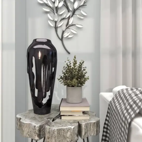 19" Black Aluminum Drip Vase with Melting Designed Body {12}