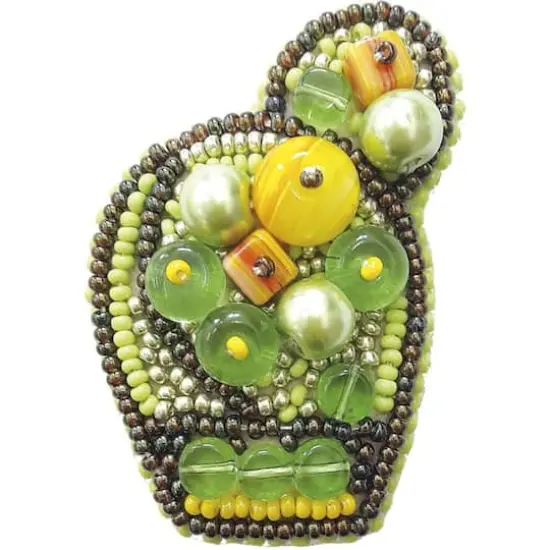 Crystal ArtBeadwork Kit For Creating Brooch Bright Cactus {1}