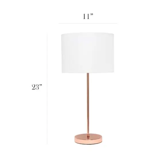 Simple Designs 23" White Fabric Shade Lamp Rose Gold {4}