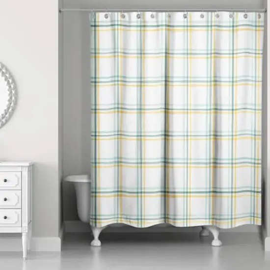 Plaid Shower Curtain Green and Yellow {3}