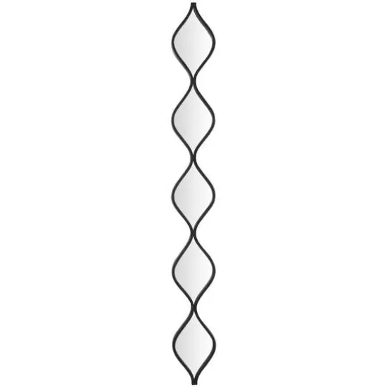 Black Metal Slim Stacked Chain 5 Layer Wall Mirror with Tear Drop Pattern 7" x 1" x 59" {1}