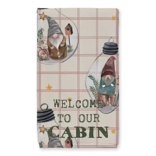 Welcome to our Cabin Cream and Red Check Gnome Globe Pattern Tea Towel - Set of 2 {3}