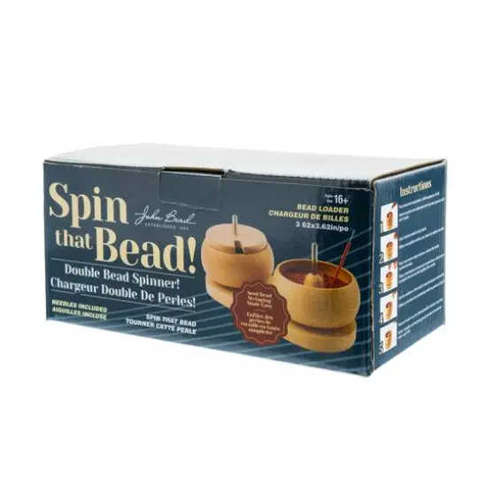 John Bead 3.6" x 3.6" Spin that Bead! Wooden Dual Bead Spinner with 2 Needles {6}
