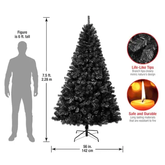 7.5 ft. Unlit Black Color Pop Artificial Tree {5}