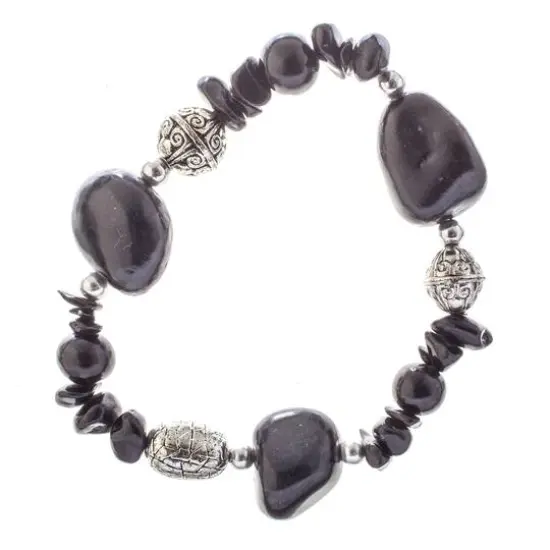 John Bead Onyx Dyed Black No.60 Natural Stone Bracelet {5}