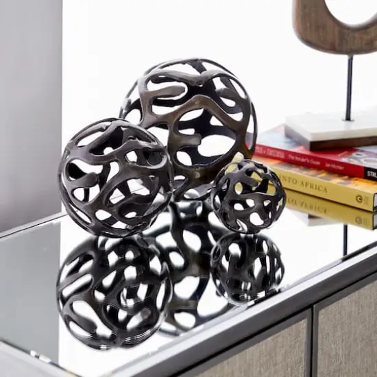 Brass Aluminum Contemporary Decorative Orbs Set {6}