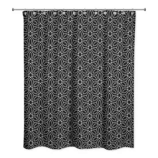 Contoured Leaves Shower Curtain Black {3}