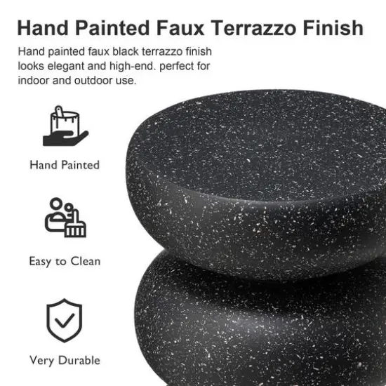 Glitzhome&reg; 18" Multifunctional Faux Terrazzo Garden Stool Black {8}