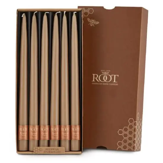 Root Candles 12" Unscented Taper Candles, 12ct. Taupe {1}