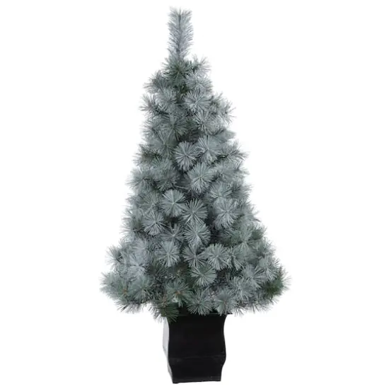 4ft. Pre-Lit Snowy Mountain Pine Artificial Christmas Tree, Blue LED Lights {4}