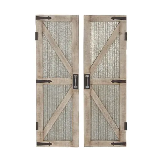 47" Silver Metal Farmhouse Doors Wall D&eacute;cor {1}
