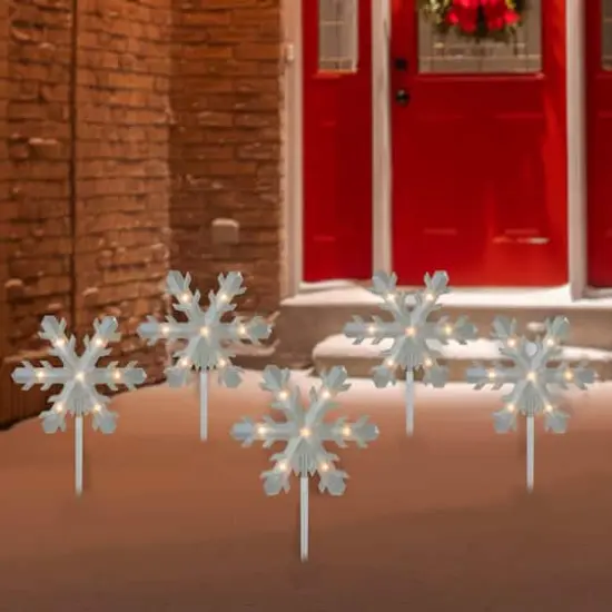 5ct. Snowflake Christmas Pathway Marker Lawn Stakes {3}