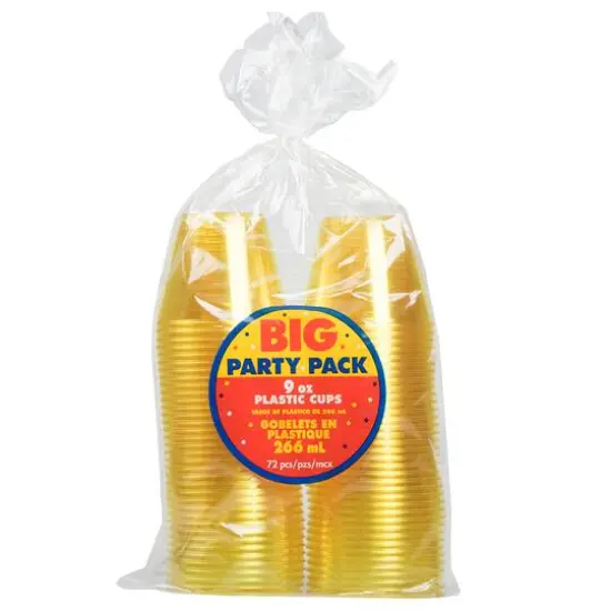 JAM Paper 9oz. Clear Plastic Cups, 72ct. Yellow {3}