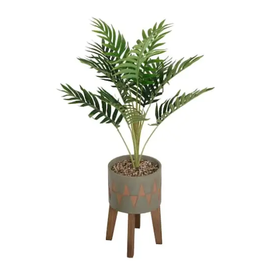 Flora Bunda&reg; 3.15ft. Palm In Cement Planter On Wood Stand {1}