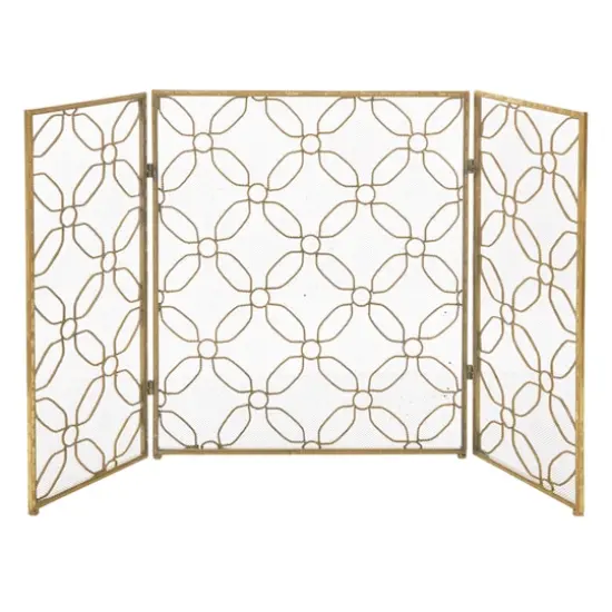 Gold Metal Contemporary Fireplace Screen {5}