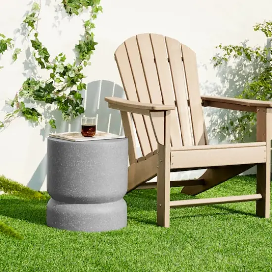 Glitzhome&reg; 17" Multifunctional Faux Terrazzo Stool Gray {5}