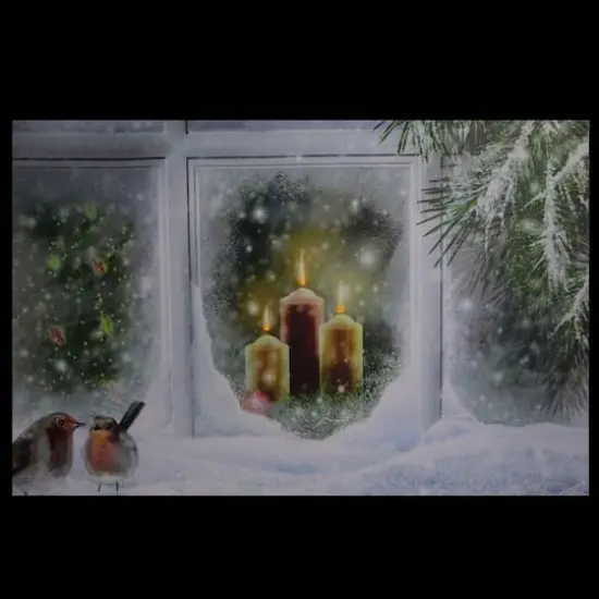 LED Lighted Snowy Window Pane And Candles Christmas Canvas Wall Art {4}