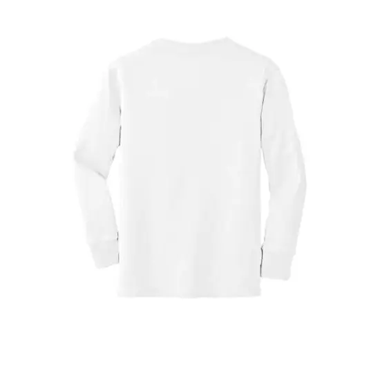 Port & Company&reg; Youth Long Sleeve Core Cotton T-Shirt White {4}