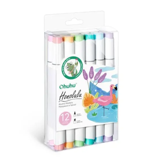 Ohuhu&reg; Honolulu Brush & Chisel Dual Tip Pastel Tones Marker Set {1}